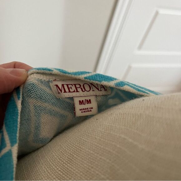 Merona Blue Patterned Cardigan Size Medium - Picture 4 of 4